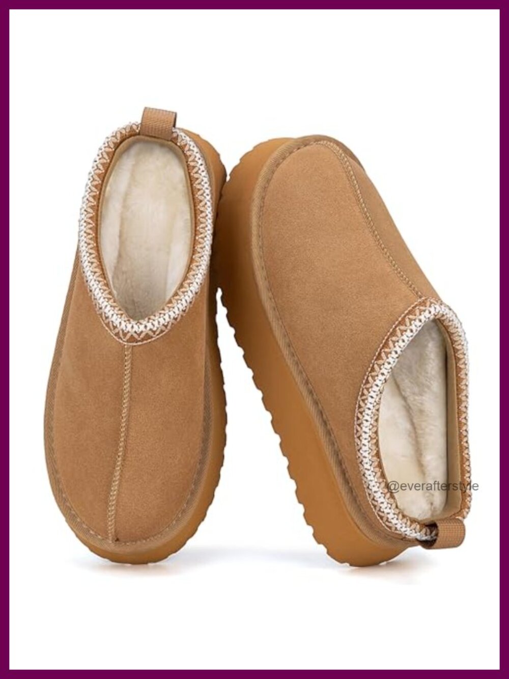 Suede Platform Slippers Faux Fur Lined Slip-On Clogs for Women